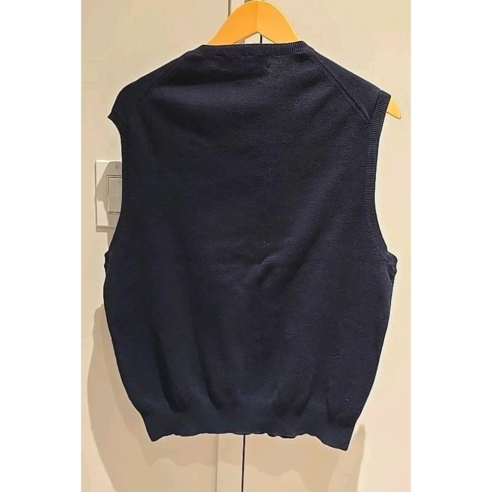 Polo Ralph Lauren Navy Blue 100% Pima Cotton‎ V-Neck Sweater Vest Mens Large L